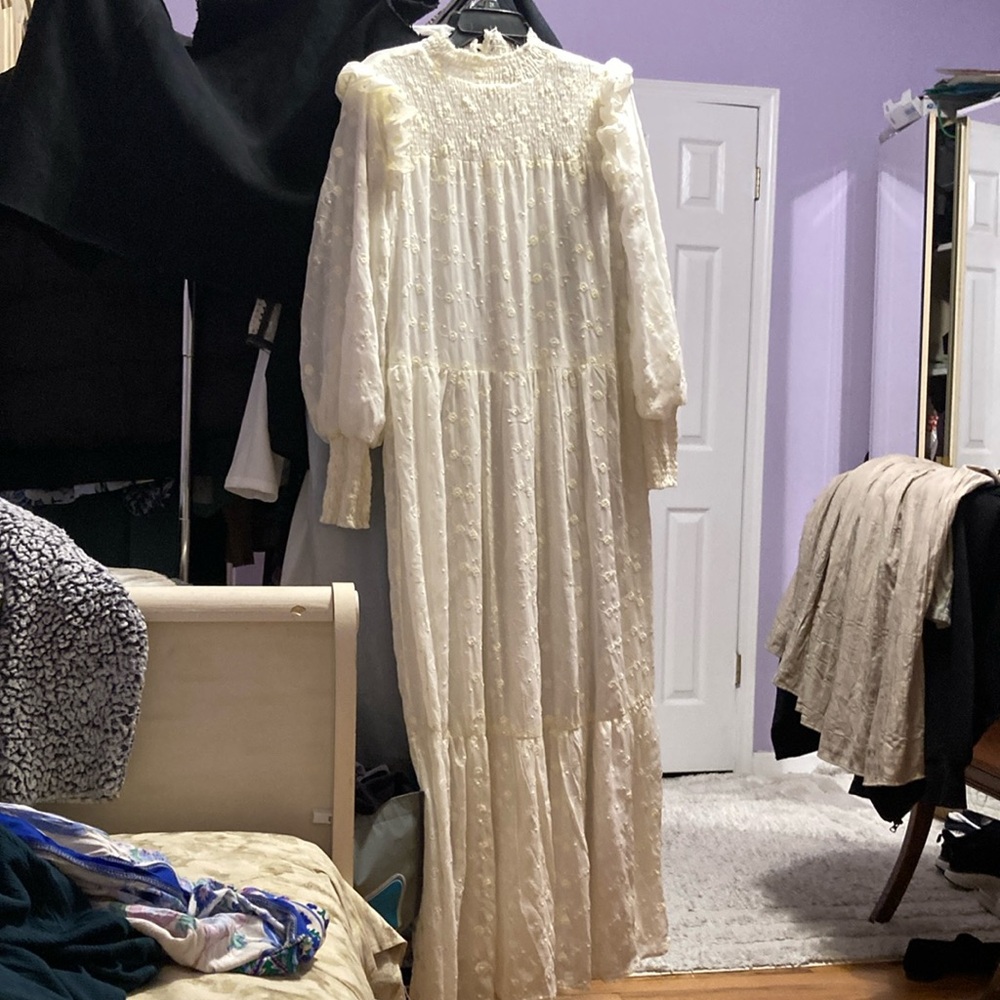 Cream embroidered Maxi Dress